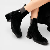 Женски ботуши до глезена с платформа – Изкуствен велур