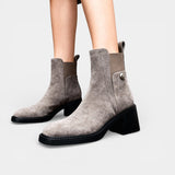 Женски ботуши до глезена с платформа – Изкуствен велур