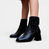 Зимни боти за жени до глезена от изкуствена кожа – блоков ток отзад