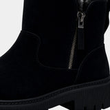 Дамски зимни ботуши от изкуствен велур – с подплата от козина, страничен цип