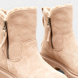 Дамски зимни ботуши от изкуствен велур – с подплата от козина, страничен цип