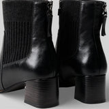 Зимни боти за жени до глезена от изкуствена кожа – блоков ток отзад