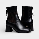 Зимни боти за жени до глезена от изкуствена кожа – блоков ток отзад