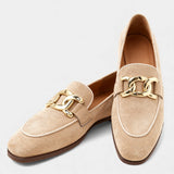 Дамски замшеви мокасини с верига – класически плоски обувки