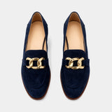 Дамски замшеви мокасини с верига – класически плоски обувки