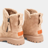 Дамски зимни ботуши от изкуствен велур – с подплата от козина, страничен цип