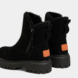 Дамски зимни ботуши от изкуствен велур – с подплата от козина, страничен цип