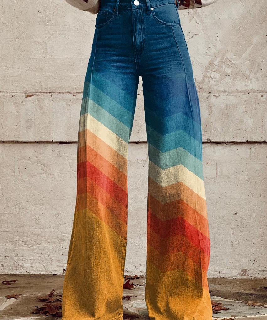 Tereza - Elegáns retro nadrág zig-zag mintával