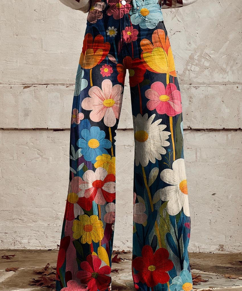 Andrea - Szabad virágmintás nadrág