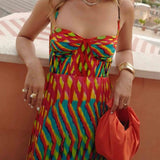 Aria | Ujjatlan Absztrakt Mintás Maxi Ruha A-vonalú Szabással